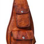 Gusti Slingpack Leather - Zaino monospalla in pelle marrone retrò per-0