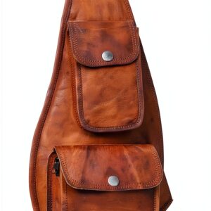 Gusti Slingpack Leather - Zaino monospalla in pelle marrone retrò per-0