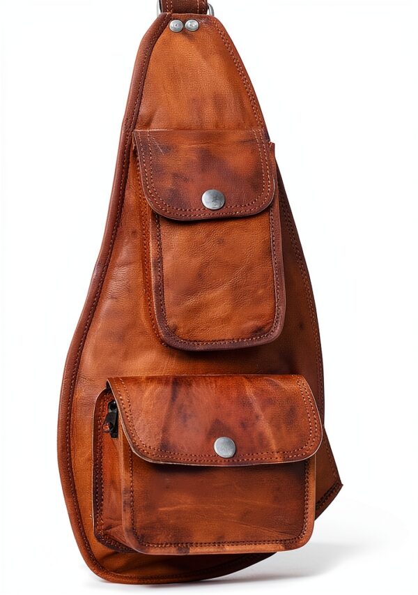Gusti Slingpack Leather - Zaino monospalla in pelle marrone retrò per-0