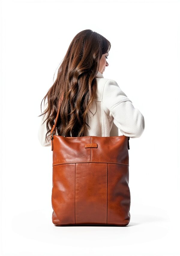 Borsa a tracolla in pelle Maola Gusti marrone donna-6