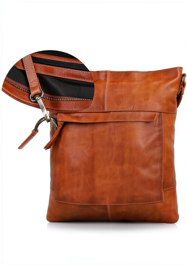 Borsa a tracolla in pelle Maola Gusti marrone donna-5
