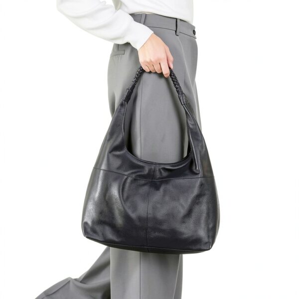 Borsa in pelle Gusti Giulia Shopper nera design vintage 36x24 cm-7