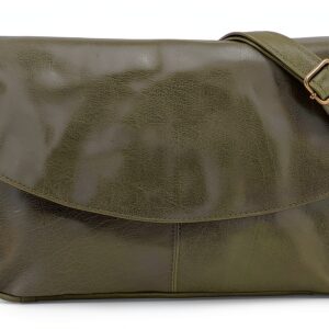 Borsa a tracolla Gusti Maisie in vera pelle verde, 27x28x4,5 cm-0
