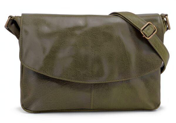 Borsa a tracolla Gusti Maisie in vera pelle verde, 27x28x4,5 cm-0