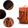 Zaino in pelle Gusti Bennett donna, vintage cognac impermeabile 12L-4