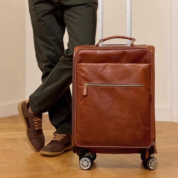Borsa da viaggio in pelle Gusti – Trolley Asia marrone 59x27x38 cm-3