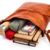 Borsa a tracolla in pelle Maola Gusti marrone donna-4