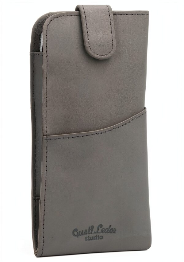 Gusti Leder Portaocchiali grigio – custodia in pelle vegana, vintage-0