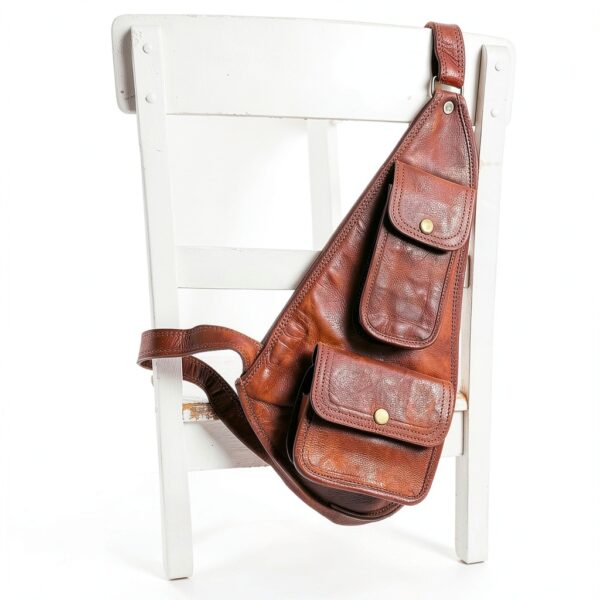 Gusti Slingpack Leather - Zaino monospalla in pelle marrone retrò per-2