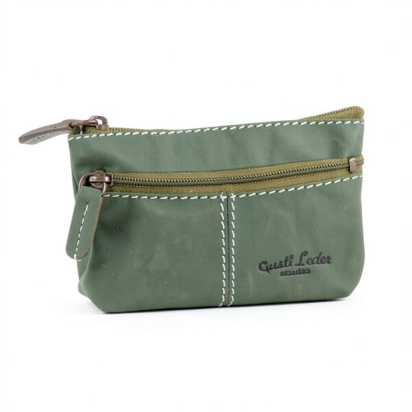 Portachiavi in pelle Gusti Rook blu pelle premium compatto 11x7 cm-1