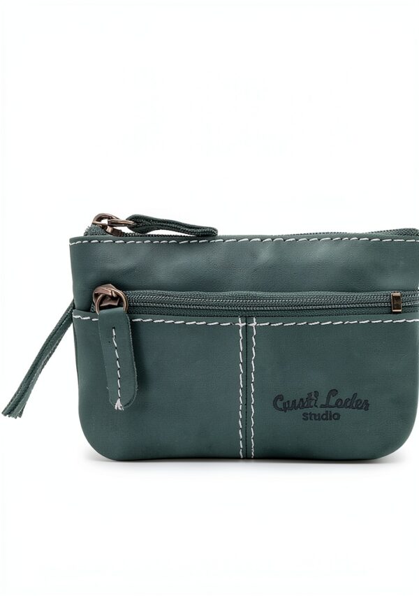 Portachiavi in pelle Gusti Rook blu pelle premium compatto 11x7 cm-3