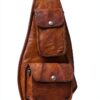Gusti Slingpack Leather - Zaino monospalla in pelle marrone retrò per-4