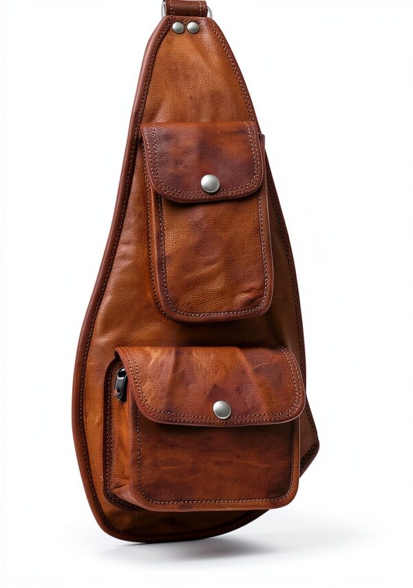 Gusti Slingpack Leather - Zaino monospalla in pelle marrone retrò per-4