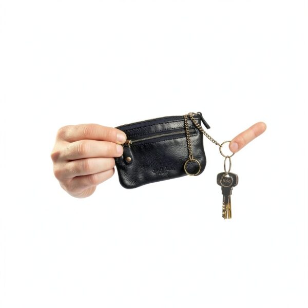 Gusti Portafoglio in pelle – Erth portafogli porta carte portachiavi portachiavi uomo donna nero pelle, Nero , 12 x 8 x 1 cm-7