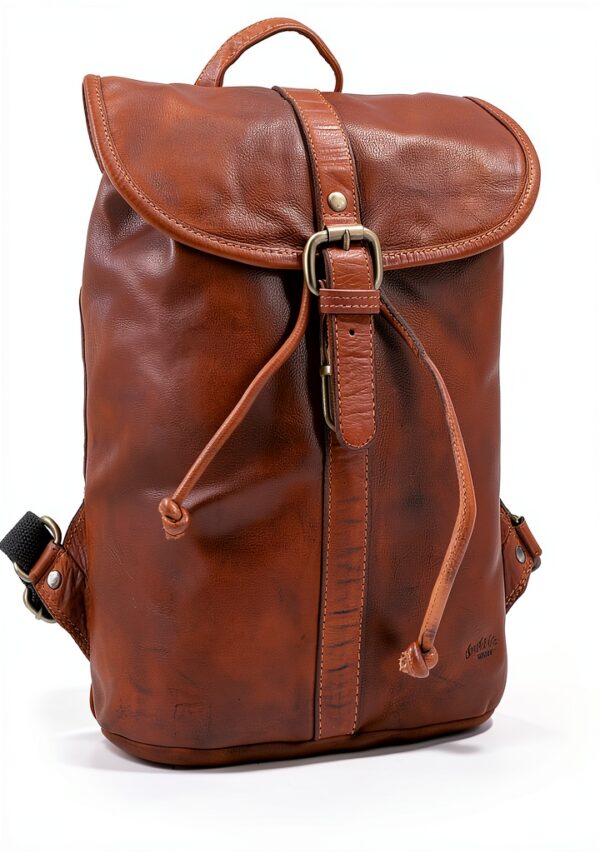 Zaino in pelle Gusti Bennett donna, vintage cognac impermeabile 12L-5