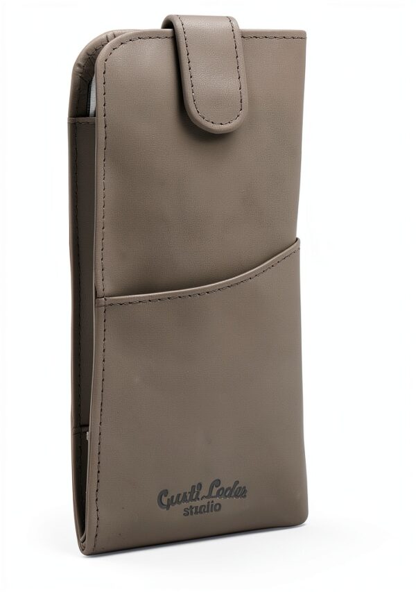Gusti Leder Portaocchiali grigio – custodia in pelle vegana, vintage-3
