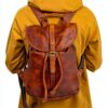 Zaino in pelle Gusti Bennett donna, vintage cognac impermeabile 12L-3