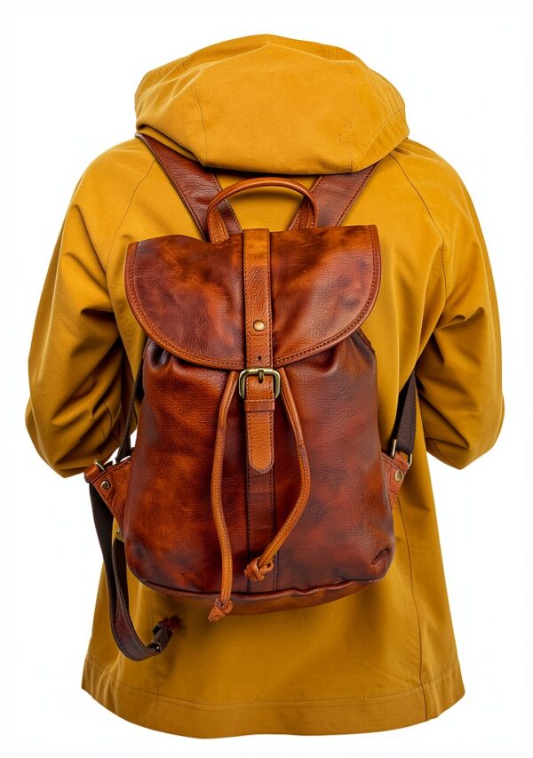 Zaino in pelle Gusti Bennett donna, vintage cognac impermeabile 12L-3