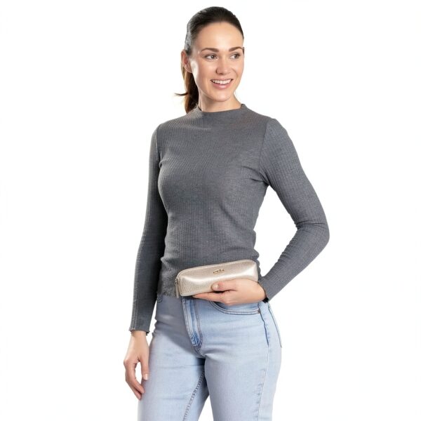 Gusti Addison - Astuccio portapenne, in pelle, colore: Argento-4