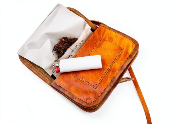 Gusti porta tabacco in pelle - Hazel porta tabacco arrotolabile porta tabacco porta utensili accessori in pelle marrone-1