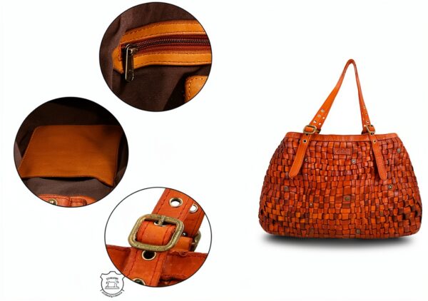 Gusti Borsa a tracolla in pelle - Demery vintage Shopper in vera pelle Donna Marrone-4