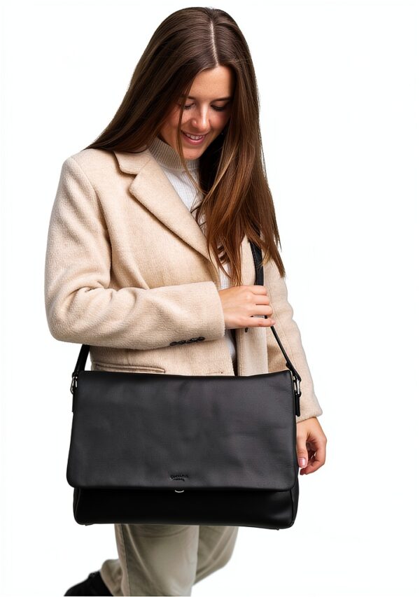 Gusti Borsa a tracolla in pelle vintage, senza cromo, per laptop e-4