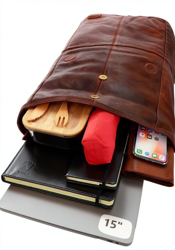 Gusti Zaino a Joy spalla vintage rolltop outdoor ufficio marrone pelle-2