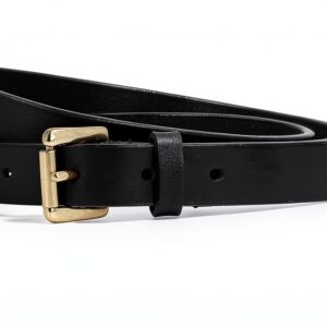 Gusti Sarina - Cintura Regolabile Donna in Pelle Sottile con Fibbia Dorata, 90 cm, Colore: Nero, Schwarz, Taglia Unica-0