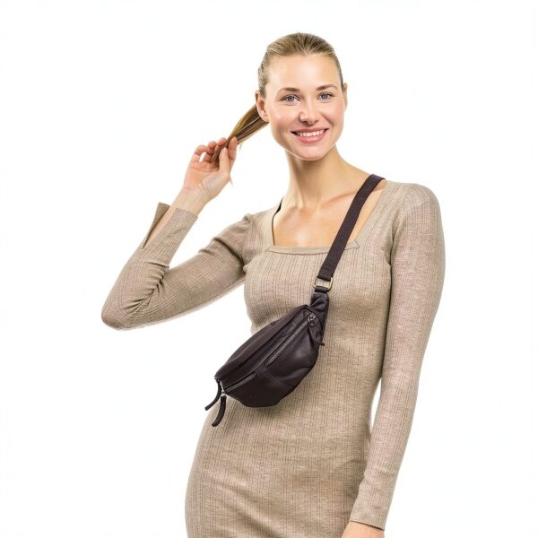 Gusti Acton - Marsupio da donna e da uomo, in pelle, stile vintage, marrone, marrone, taglia unica, Retrò-6