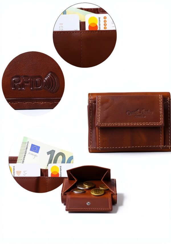 Gusti Leder studio Ronald portafogli vera pelle banconote stilistico elegante monete pratico marrone 2A70-22-6-3